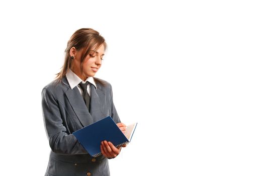 Business woman taking notes.