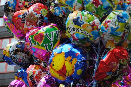 A big pile of balloons during norwegian national celebration day 17th of may.
