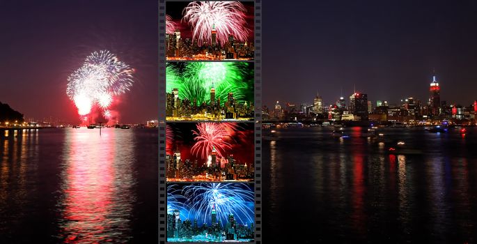 NEW YORK - JULY 4: The largest  fireworks in the country displayed over the Hudson River - the Macy's 4th of July fireworks on July 4, 2010 in New York City. 