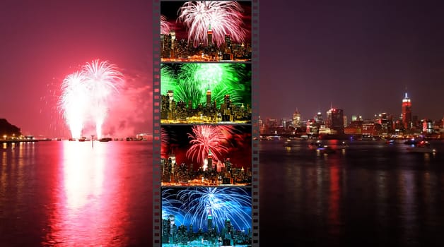 NEW YORK - JULY 4: The largest  fireworks in the country displayed over the Hudson River - the Macy's 4th of July fireworks on July 4, 2010 in New York City. 