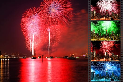 NEW YORK - JULY 4: The largest  fireworks in the country displayed over the Hudson River - the Macy's 4th of July fireworks on July 4, 2010 in New York City. 