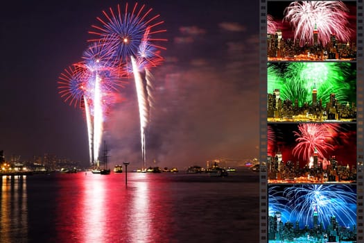 NEW YORK - JULY 4: The largest  fireworks in the country displayed over the Hudson River - the Macy's 4th of July fireworks on July 4, 2010 in New York City. 