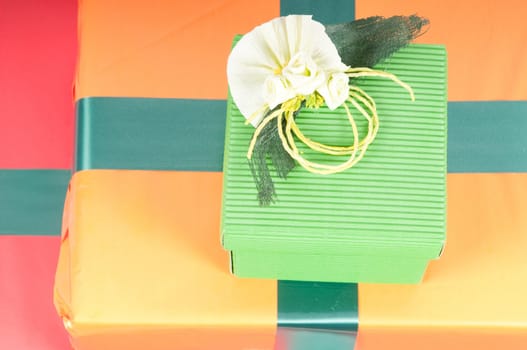 Studio shot of boxes with presents, isolated on white