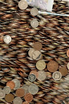 Bunch of British Pounds coins (UK currency)