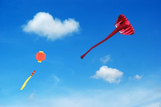 Colorful kites flying in the sky