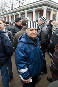 Riga, Latvia, March 16, 2009. Protestors of Commemoration of the Latvian Waffen SS unit or Legionnaires.The event is always drawing crowds of nationalist supporters and anti-fascist demonstrators. Many Latvians legionnaires were forcibly called uo to join the Latvian SS Legion.