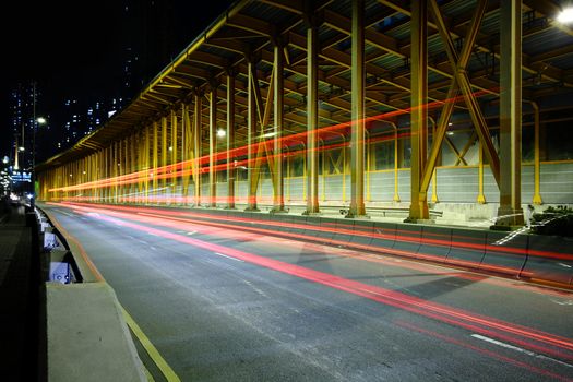 busy traffic at night in hong kong