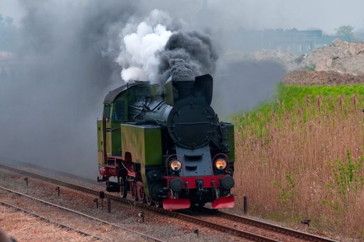 Retro steam locomotive parade in Poland
