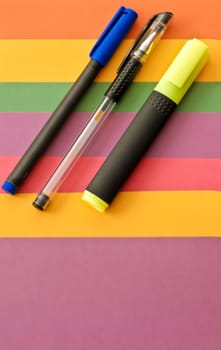 Highlight pens on a colorful background