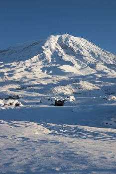 Mount Ararat (Agri Dagi) in winter. Photo was shot from abandoned Elikoy village, altitude 2250m. Mount Ararat is an inactive volcano located near Iranian and Armenian borders and the tallest peak in Turkey.