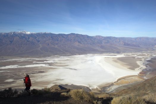 Salt flat formations of Badwater, the lowers point in Wester Hemisphere, Death Valley National Park