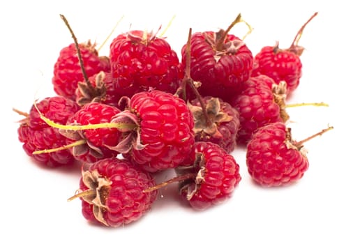 berries of a raspberry are isolated on a white background 