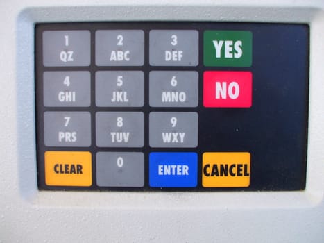 Close up of the ATM keypad.