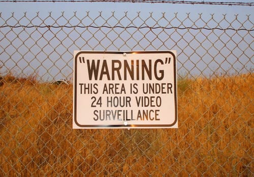 Premises under 24 hour surveillance warning sign.