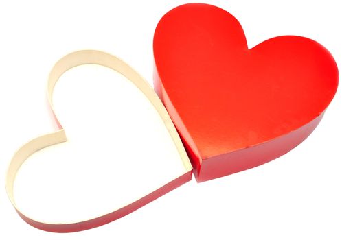 open red box as heart on white background 
