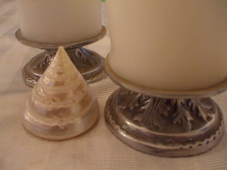 Close up of the small decorative candlesticks.