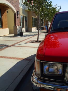 Close up of the headlights of a truck.