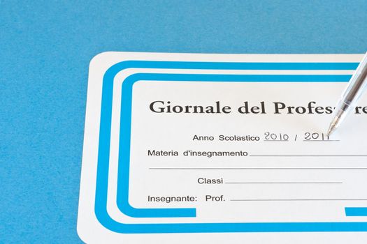 closeup of italian teacher's register