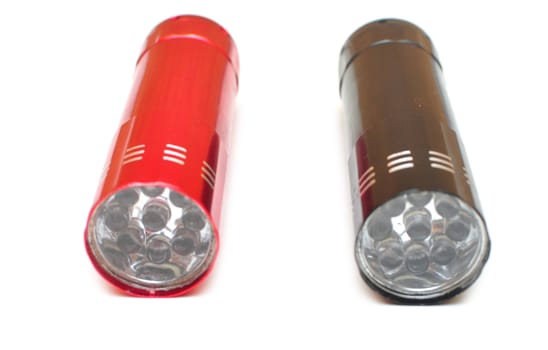 isolated red and black flashlight  on white backgrounds 