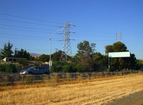 Busy freeway on a clear sunny day.