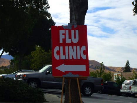 Close up of a flu clinic sign.