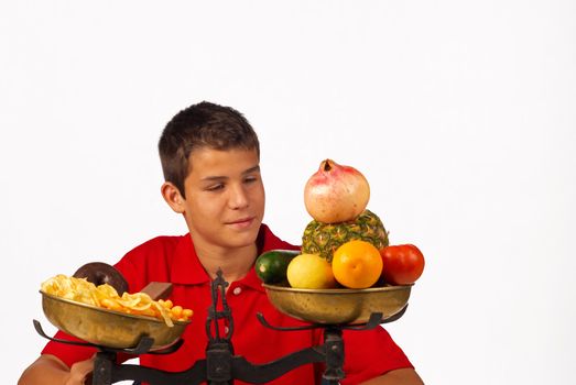 Nutrition balance, educated teenager choosing the healthy option