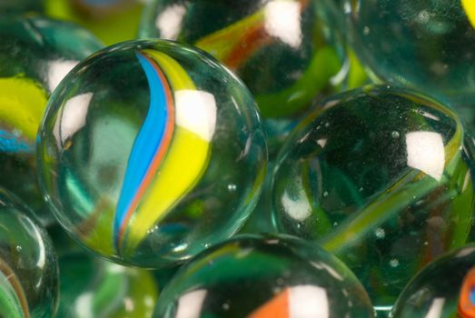 Close up take of colourful toy marbles