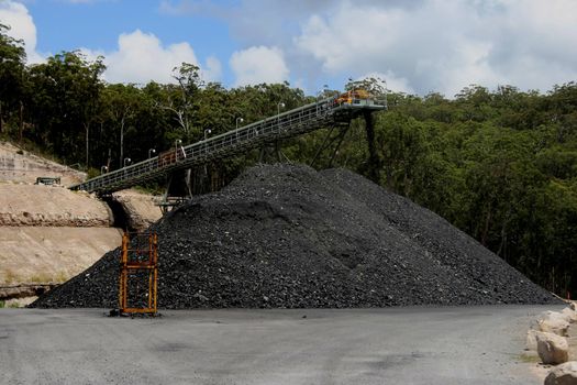 Coal stockpile and conveyor belt