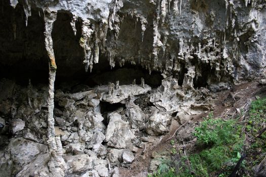 Entrance to cave where it had previously collapsed