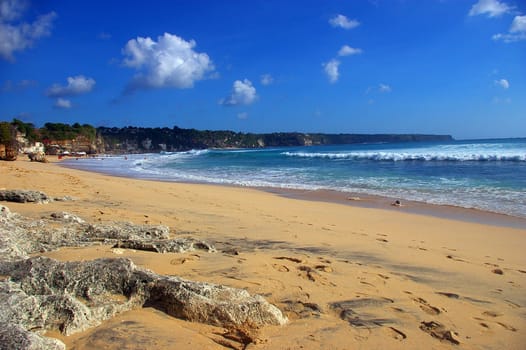 A beautiful beach on a hot and sunny day, Dreamland beach, Bali.