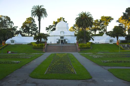 Conservatory of flowers in the park in San Francisco, California