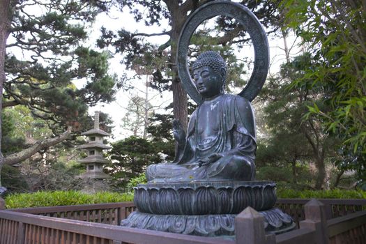 Buddha statue Japanese garden in San Francisco, California