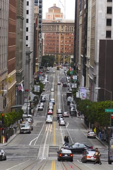 Busy streets in downtown San Francisco, California
