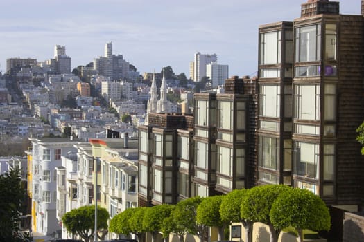 Busy streets in downtown San Francisco, California