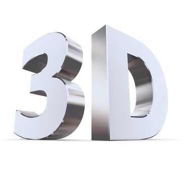 shiny metallic 3d word 3D made of silver/chrome - characters at right angles