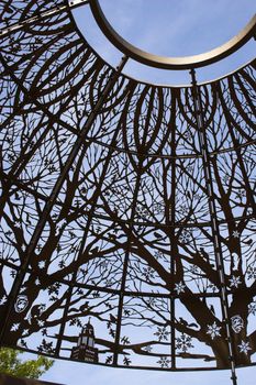 Fragment of metal dome in the gazebo in Sunken Gardens of Lincoln, Nebraska