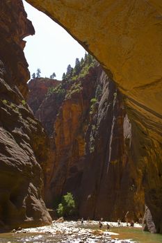 People in canyons made with rivers and creeks