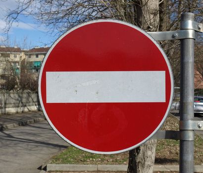 No entry traffic sign detail