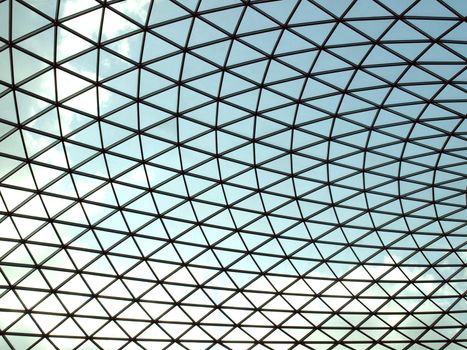 Glass roof of the Great court at the British Museum, London, UK