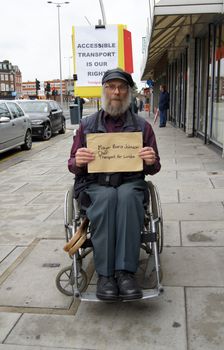 LONDON - OCTOBER 1: Disabled Protester At The Reopening Of Gants Hill Roundabout October 1, 2010 In Gants Hill London, England.                   