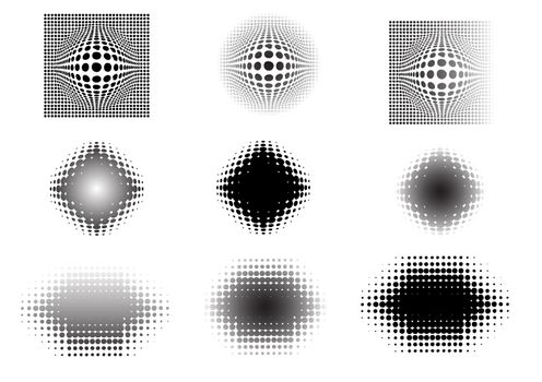 9 Circular graphic fade elements - Transparent vector can be overlaid on other backgrounds or graphic elements