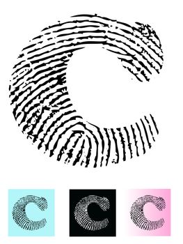 Fingerprint Alphabet Letter C (Highly detailed Letter - transparent so can be overlaid onto other graphics)
