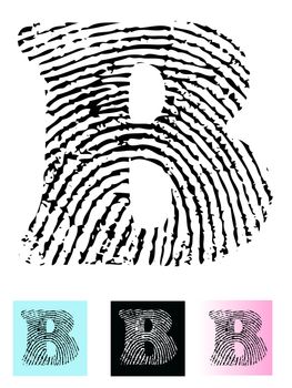 Fingerprint Alphabet Letter B (Highly detailed Letter - transparent so can be overlaid onto other graphics)
