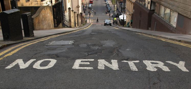 Typical steep street in Glasgow city centre hills