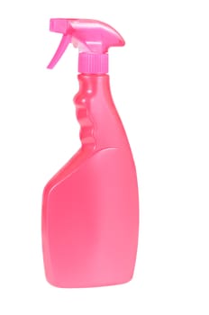 Plastic pink bottle isolated on a white background