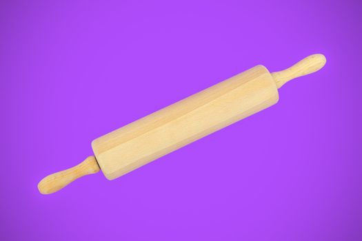 An image of a rolling pin on purple background