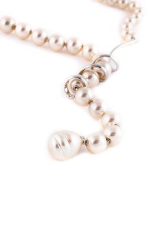 Pearl necklace isolated on white back
