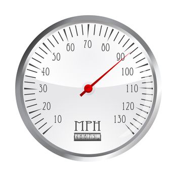 vintage car speedometer, isolated object over white background