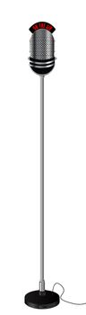 Old retro style radio microphone on a stand. Isolated object over white background