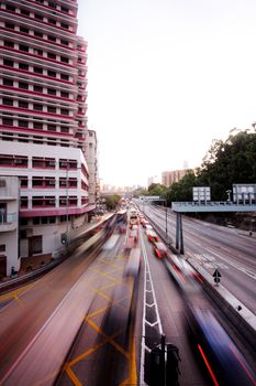High traffic street in a rush-hour at night